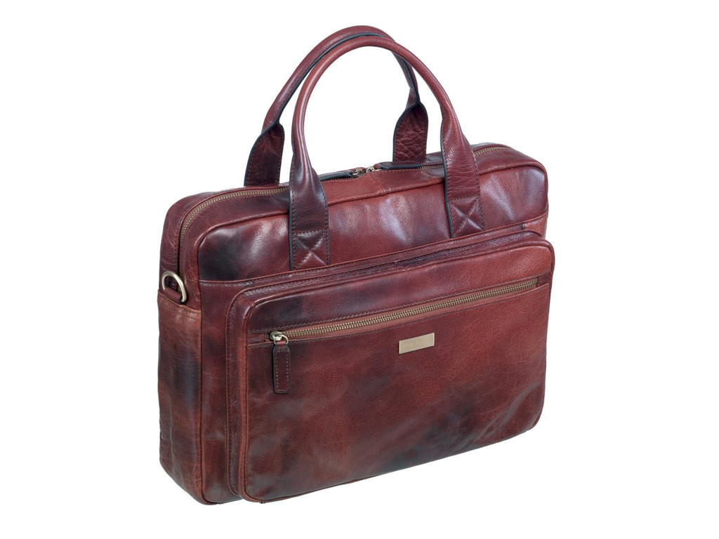 Computertaske Pierre Briefcase 2 Tonet Brun Sort Læder Computertaske